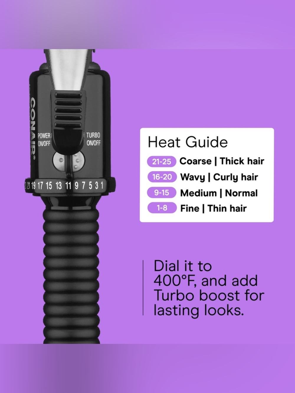 Conair 3/4" Black Curling Iron with 25 Heat Settings - Picture 3 of 3